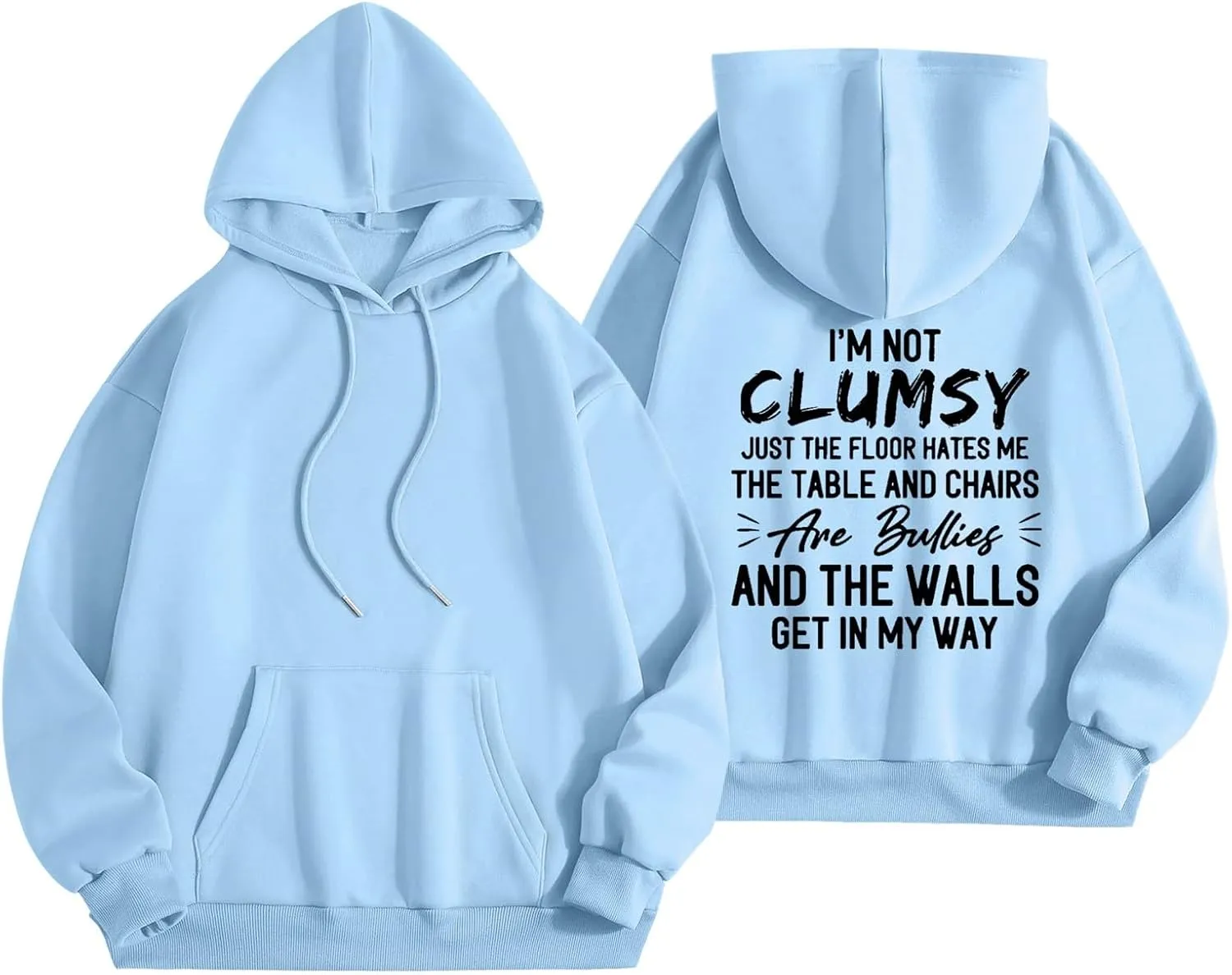 Womens Fashion Hoodies I'm Not Clumsy Print Long Sleeve with Pockets Casual Pullover Sweatshirt Tops 2024 Trendy Fall Clothes