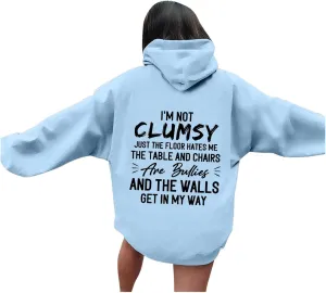 Womens Fashion Hoodies I'm Not Clumsy Print Long Sleeve with Pockets Casual Pullover Sweatshirt Tops 2024 Trendy Fall Clothes