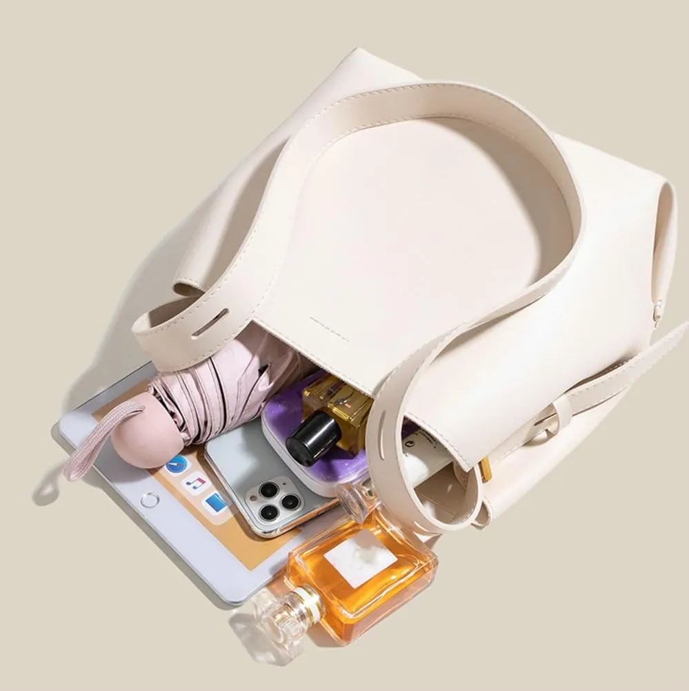 Women's Fashion Shoulder Bag PU Leather Crossbody Bag Large Bucket Totes Elegant Handbag Top Handle Purse