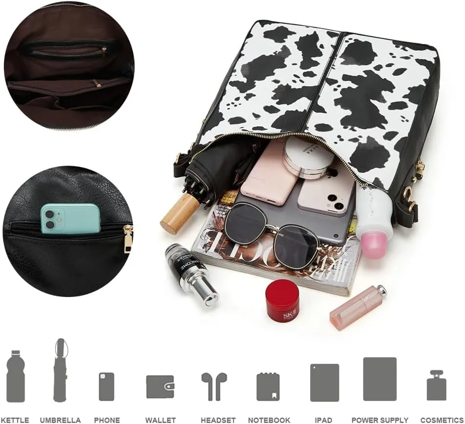 Women's Fashion Vegan Leather Totes 3pcs Handbag Large Crossbody Shouler Bag Purse Travel Top Handle Satchel