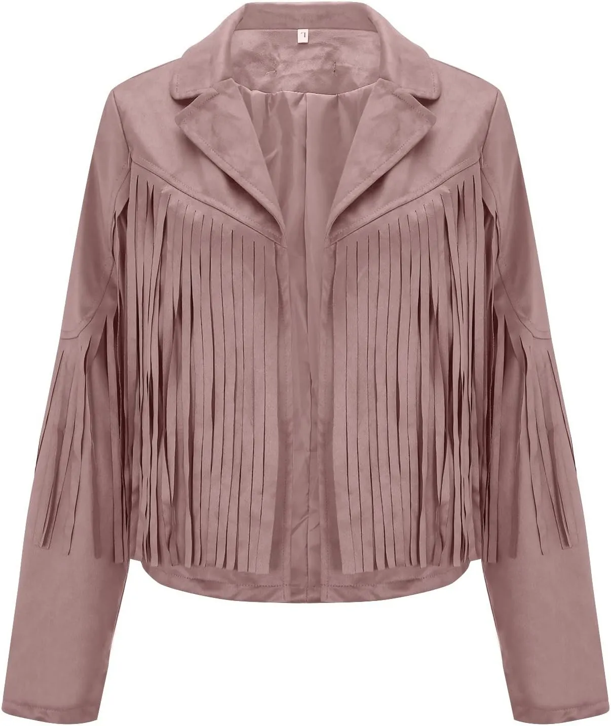 Womens Fringe Faux Suede Leather Jackets Fashion Tassel Motorcycle Cropped Coats Hippie Boyfriend Outwear Moto Coat