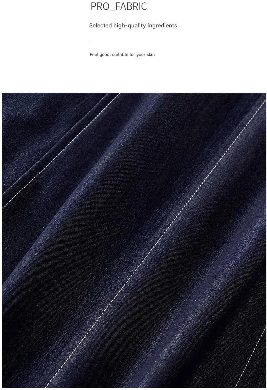 Women's High-Waisted Color-Blocked Embroidered Denim A-Line Skirt - Plus Size Midi Skirt with Pleated Design