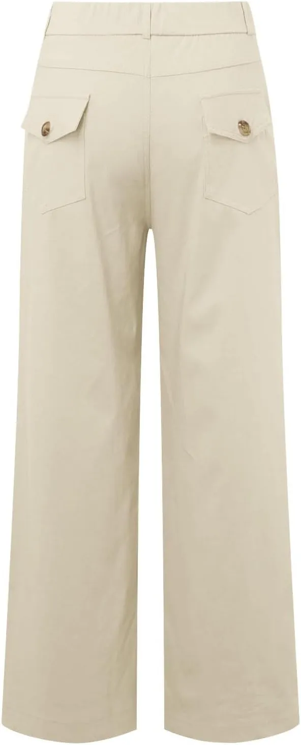 Womens Linen Summer Y2K Streetwear Palazzo Pants Elastic Waist Wide Leg Plus Size Trousers Travel