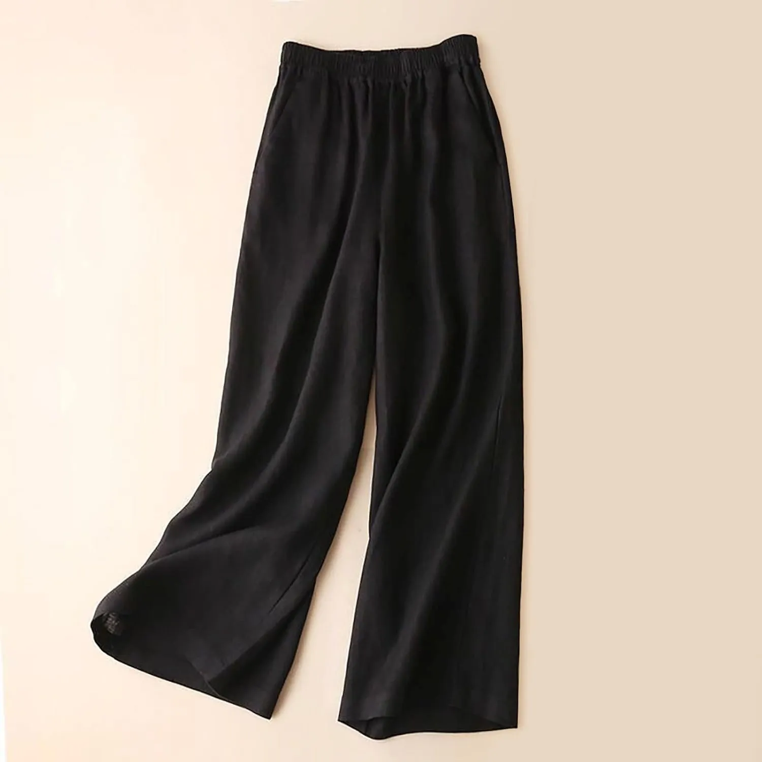 Women's Lounge Pants,Women's Linen Blend Pants High Waist Draped Wide Leg Casual Trousers