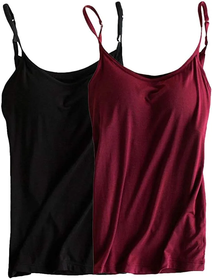 Womens Modal Built-in Bra Padded Camisole Yoga Tanks Tops