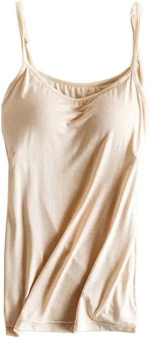 Womens Modal Built-in Bra Padded Camisole Yoga Tanks Tops