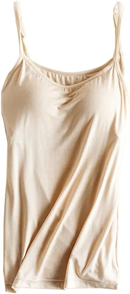 Womens Modal Built-in Bra Padded Camisole Yoga Tanks Tops