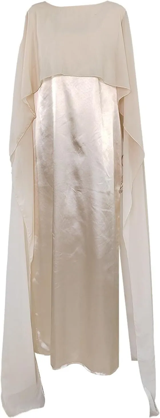 Women's Muslim Chiffon Dress Round Neck Loose Swing Middle Eastern Robe Maxi Long Dresses Fashion Bat Sleeves Dress