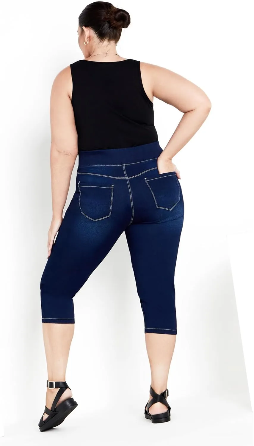 Women's Plus Size Pull On Cropped Denim Legging