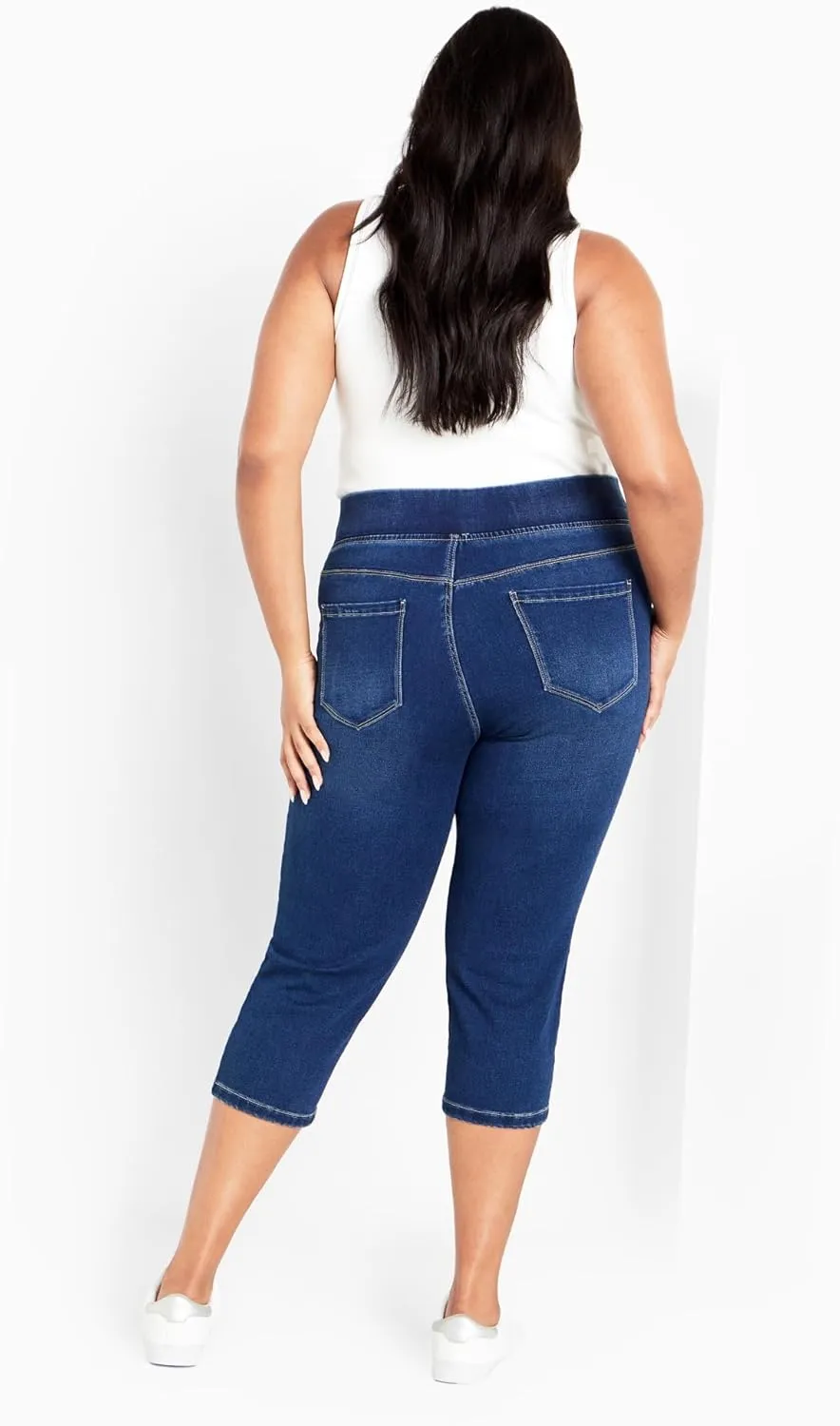 Women's Plus Size Pull On Cropped Denim Legging