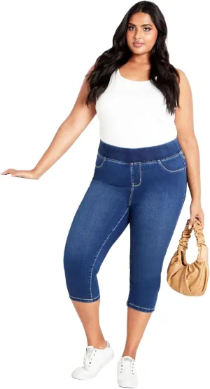 Women's Plus Size Pull On Cropped Denim Legging