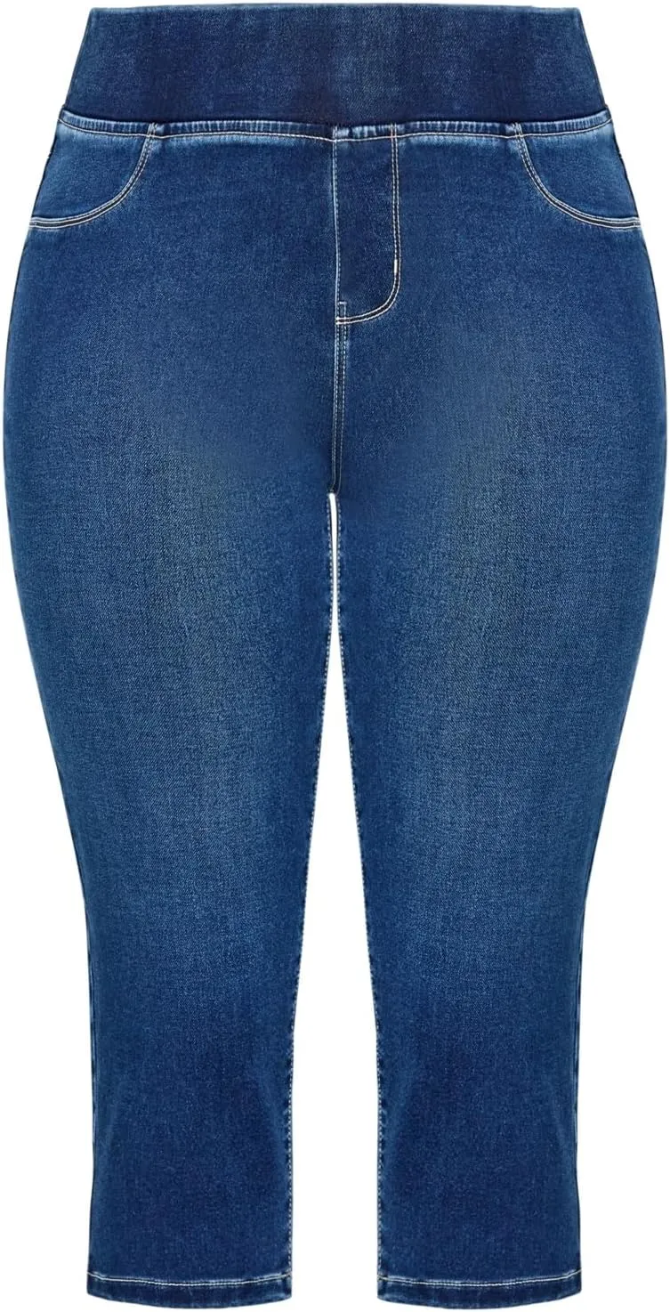 Women's Plus Size Pull On Cropped Denim Legging
