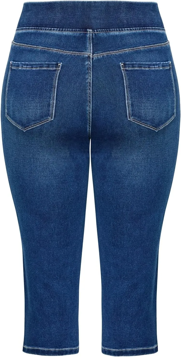 Women's Plus Size Pull On Cropped Denim Legging