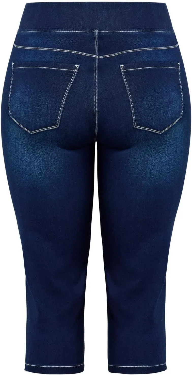 Women's Plus Size Pull On Cropped Denim Legging