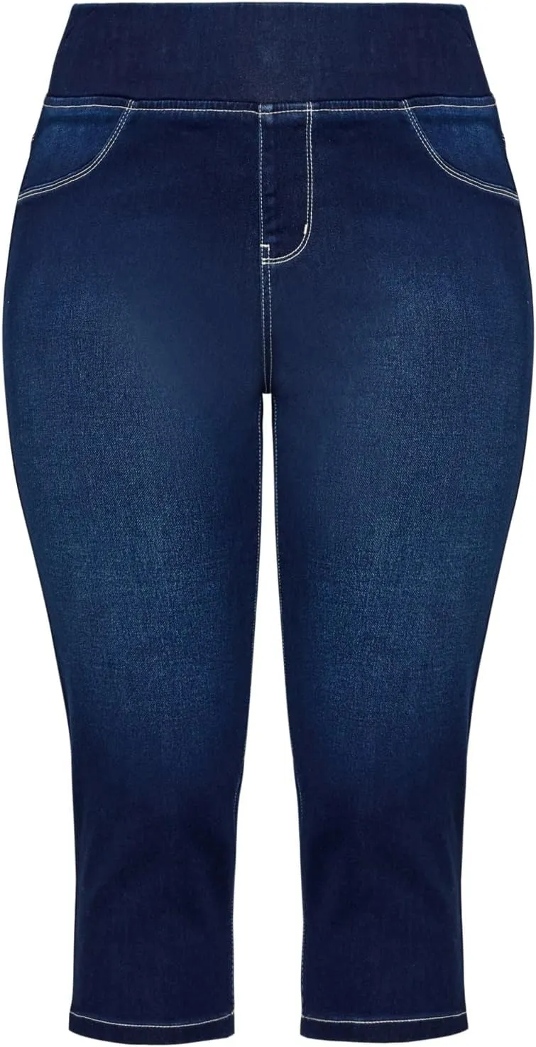 Women's Plus Size Pull On Cropped Denim Legging
