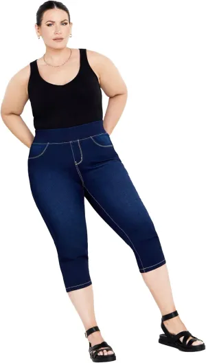 Women's Plus Size Pull On Cropped Denim Legging