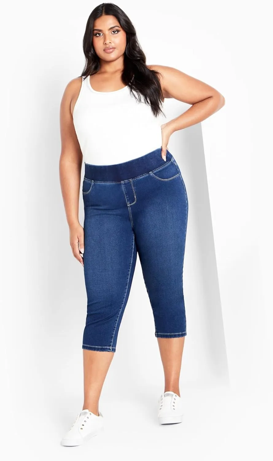 Women's Plus Size Pull On Cropped Denim Legging