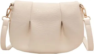 Women's Retro Wrinkled Clouds Saddle Bags and Handbags,Female Purses Crossbody Shoulder Bags Elegant Satchel Bags 01White