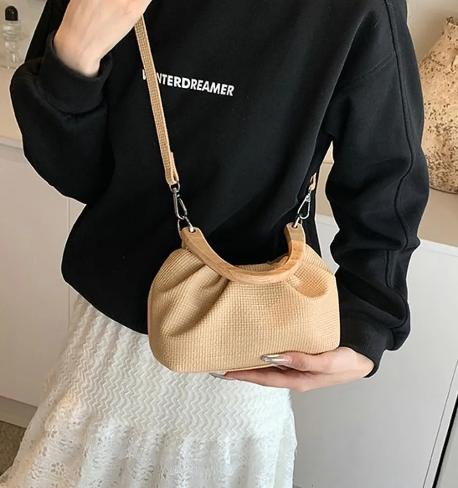 Womens Ruched Shoulder Crossbody Bag Cloud Totes Clutch Bucket Purse Small Mini Cute Tote Handbag Satchel