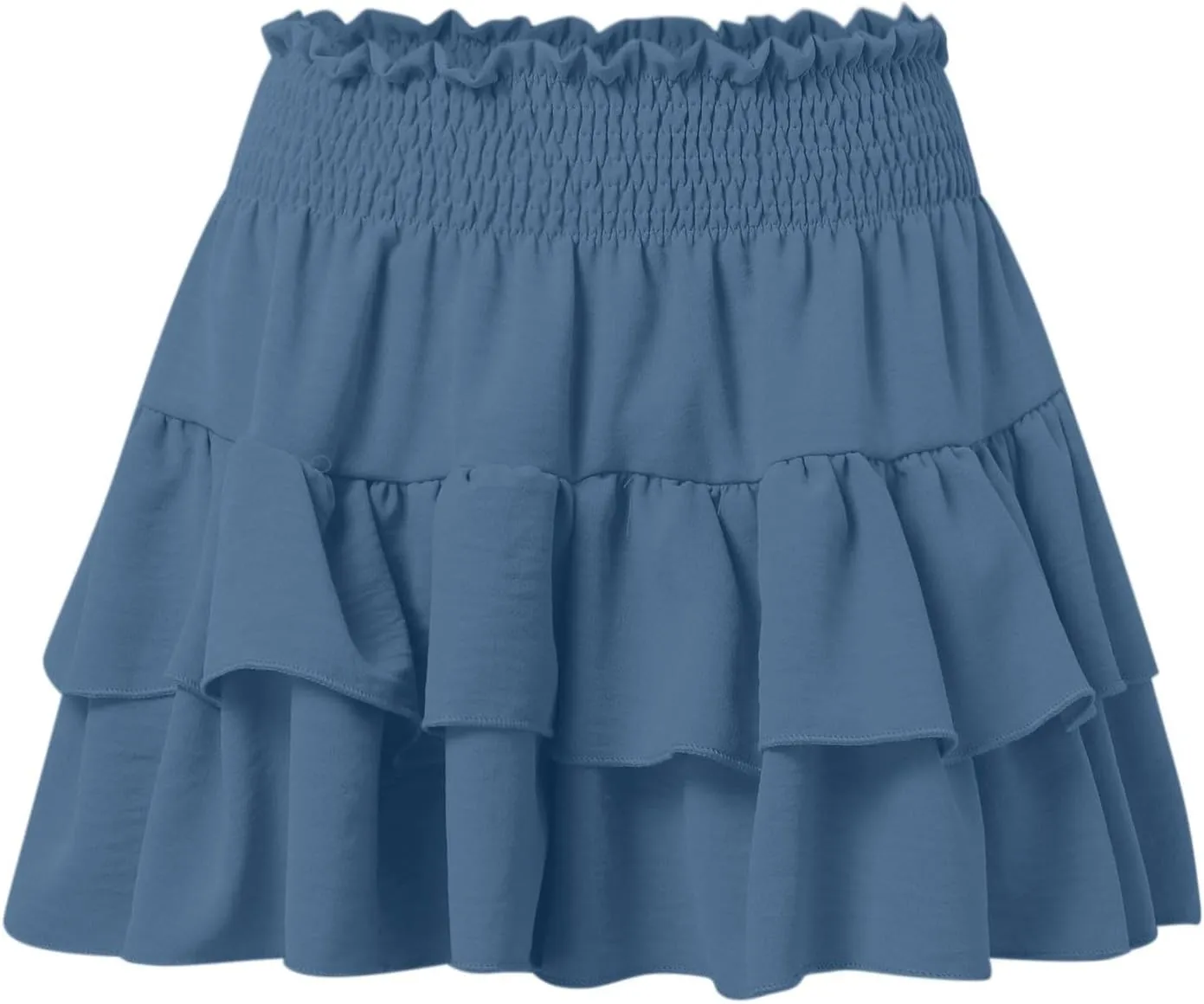 Women's Ruffle Tiered Skorts Trendy Elastic High Waist Wide Leg Baggy Skirt Shorts Clubwear Comfy Summer Beach Shorts