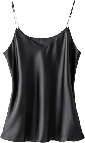 Women's Silk Sexy V-Neck Tanks Tops for Women Trendy Summer Double-Layer Silk Camisole