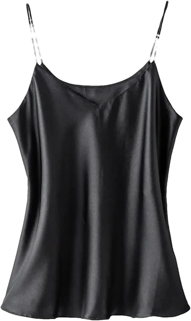 Women's Silk Sexy V-Neck Tanks Tops for Women Trendy Summer Double-Layer Silk Camisole