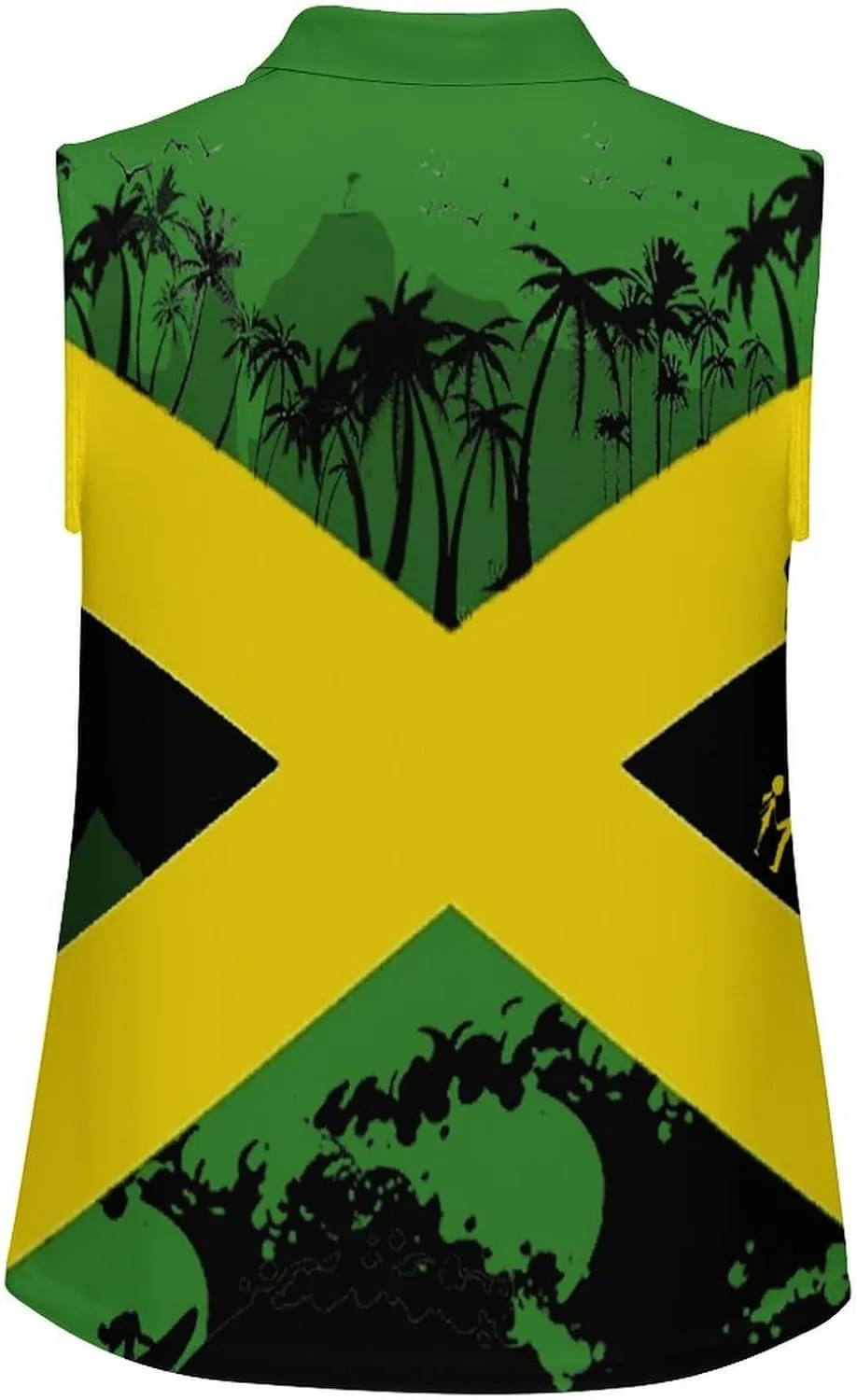 Women's Sleeveless Golf Shirt Quick Dry Jamaica Flag Casual Tank Tops Polo-Shirts for Women with Collar