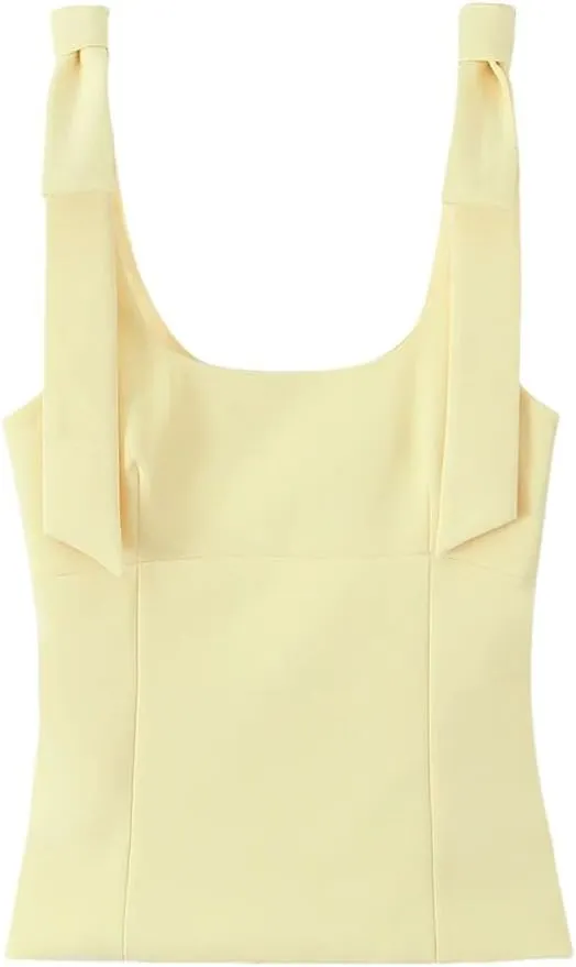 Women's Solid Color Casual Square Neck Bright Color Simple Sleeveless Camisole Top