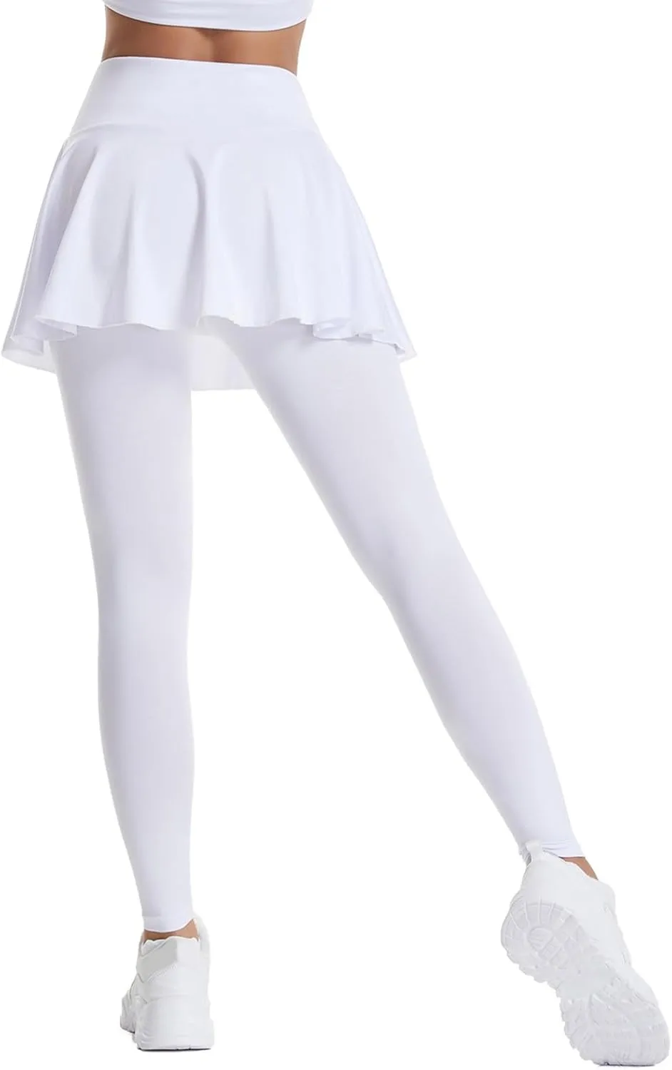 Women's Sports Skirted Leggings Yoga Skirts Spandex Tights Athletic Tennis Skorts Gym Active Running Bottoms