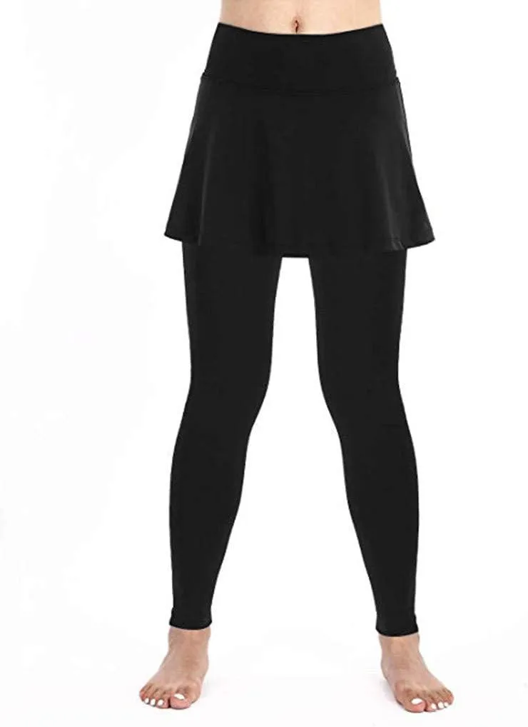 Women's Sports Skirted Leggings Yoga Skirts Spandex Tights Athletic Tennis Skorts Gym Active Running Bottoms