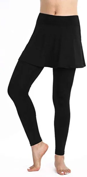 Women's Sports Skirted Leggings Yoga Skirts Spandex Tights Athletic Tennis Skorts Gym Active Running Bottoms