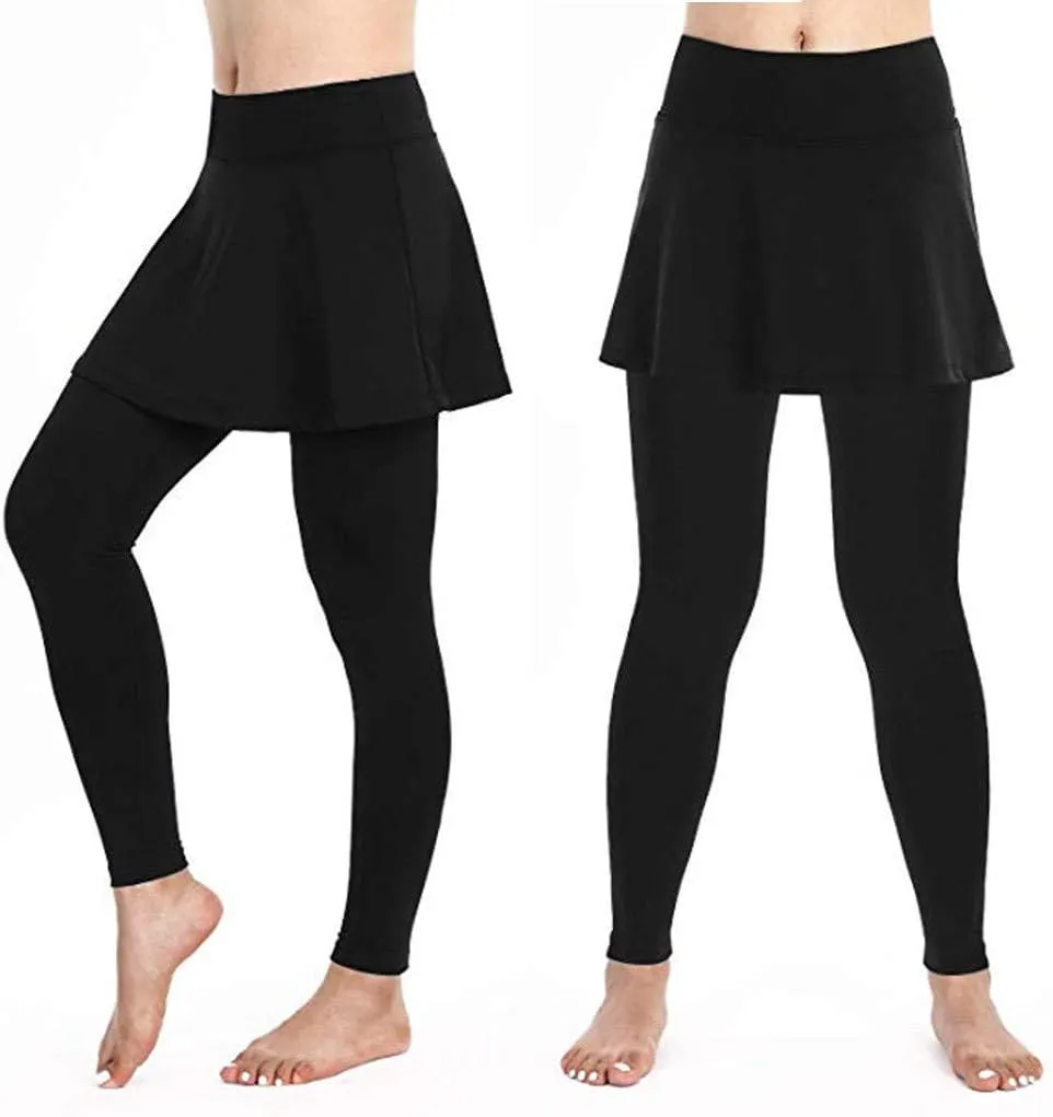 Women's Sports Skirted Leggings Yoga Skirts Spandex Tights Athletic Tennis Skorts Gym Active Running Bottoms