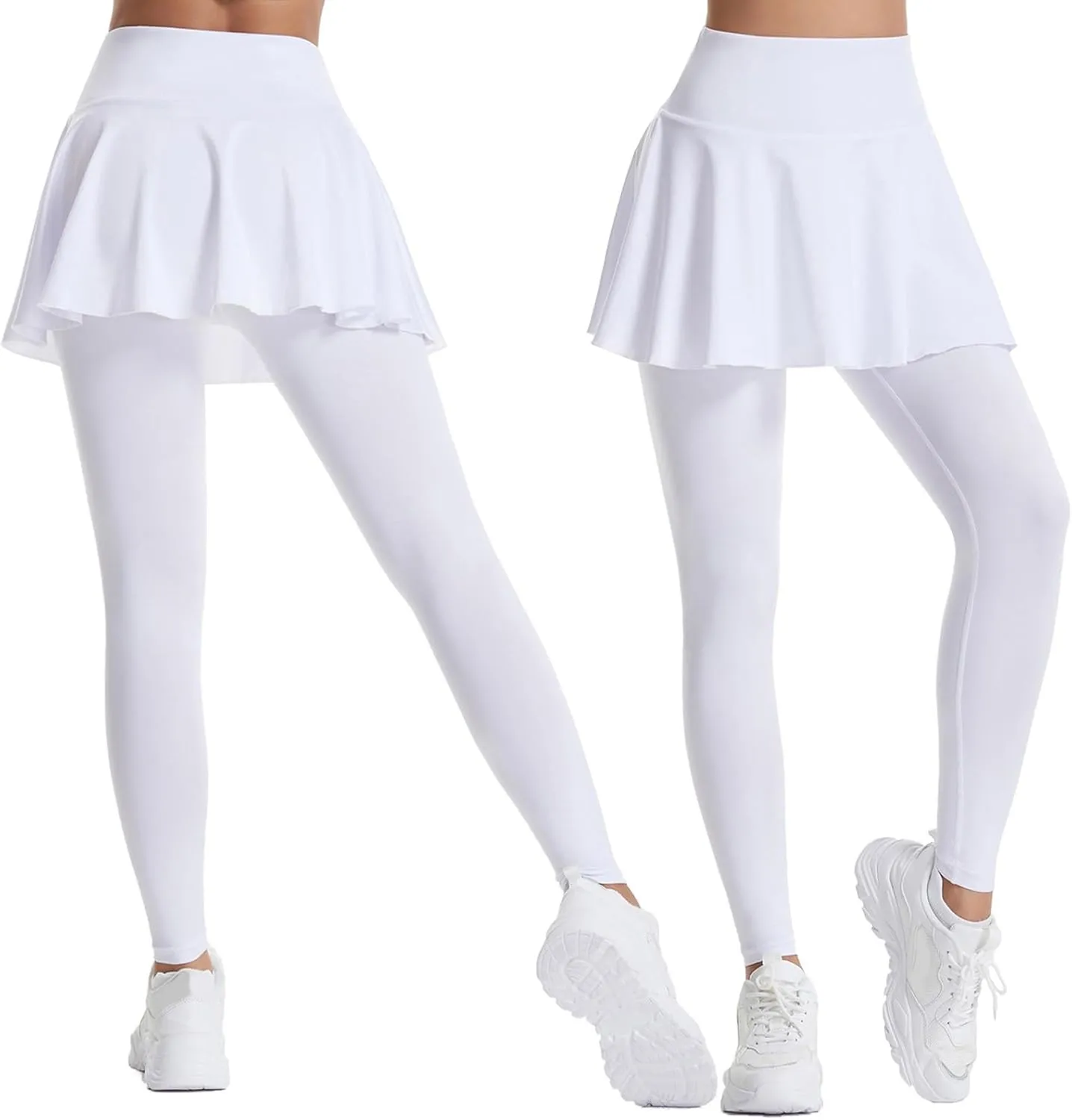Women's Sports Skirted Leggings Yoga Skirts Spandex Tights Athletic Tennis Skorts Gym Active Running Bottoms