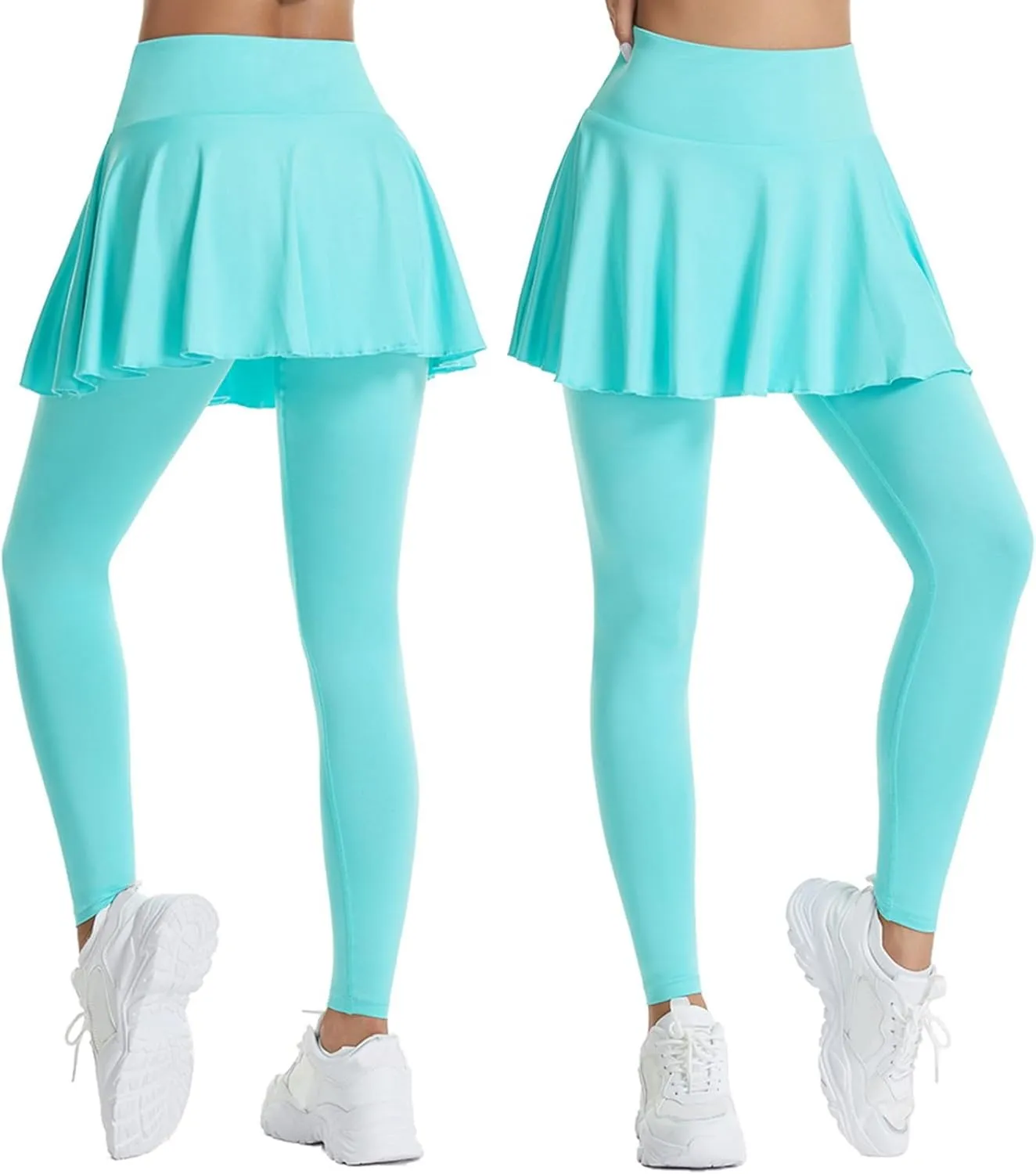 Women's Sports Skirted Leggings Yoga Skirts Spandex Tights Athletic Tennis Skorts Gym Active Running Bottoms