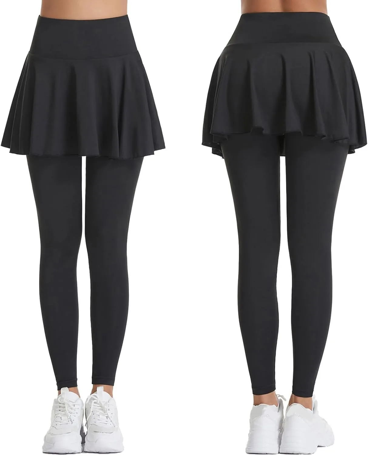 Women's Sports Skirted Leggings Yoga Skirts Spandex Tights Athletic Tennis Skorts Gym Active Running Bottoms