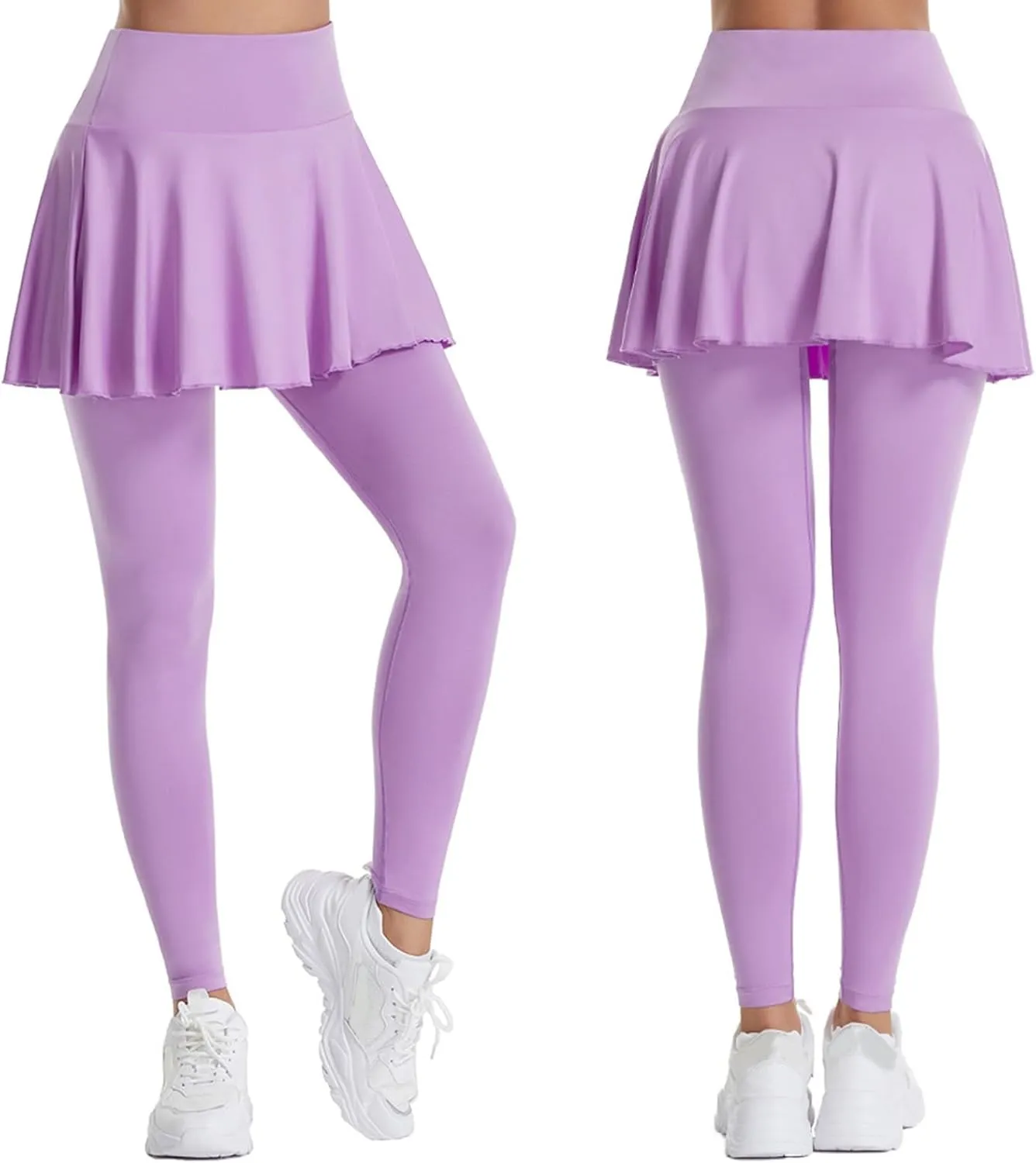 Women's Sports Skirted Leggings Yoga Skirts Spandex Tights Athletic Tennis Skorts Gym Active Running Bottoms