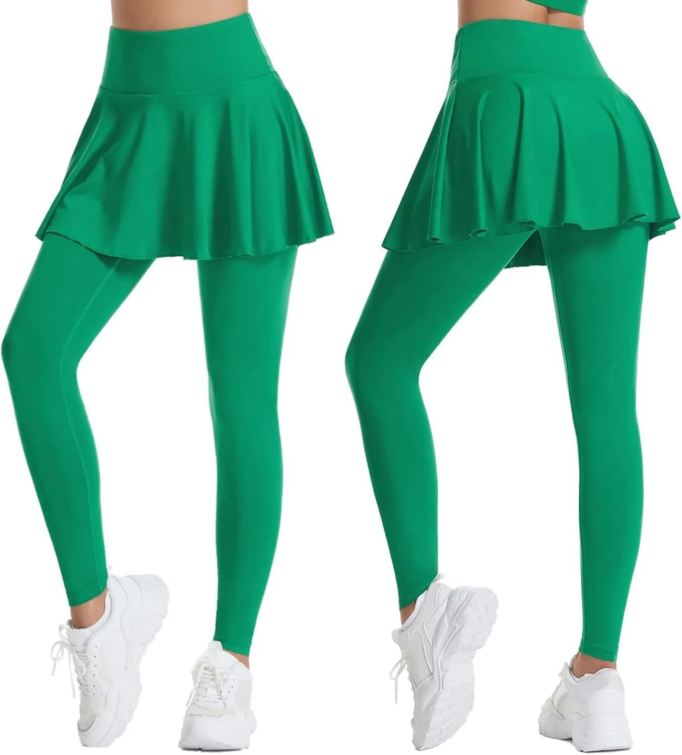 Women's Sports Skirted Leggings Yoga Skirts Spandex Tights Athletic Tennis Skorts Gym Active Running Bottoms