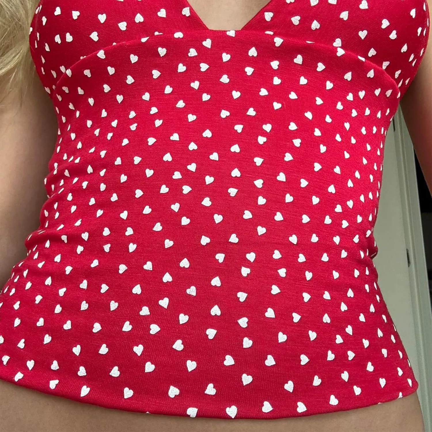 Women's Tie Back Halter Deep V Neck Tank Tops Y2K Sleeveless Backless Tight Fit Cami Shirt Tops