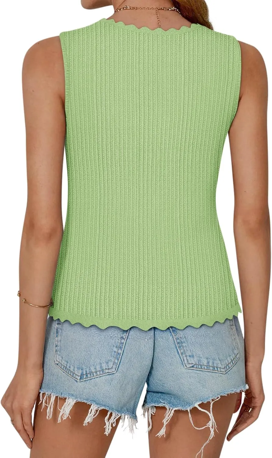 Womens Tie Front Tops Trendy 2025 Summer V Neck Sleeveless Sweater Vests Fashion Cute Crochet Knit Tops