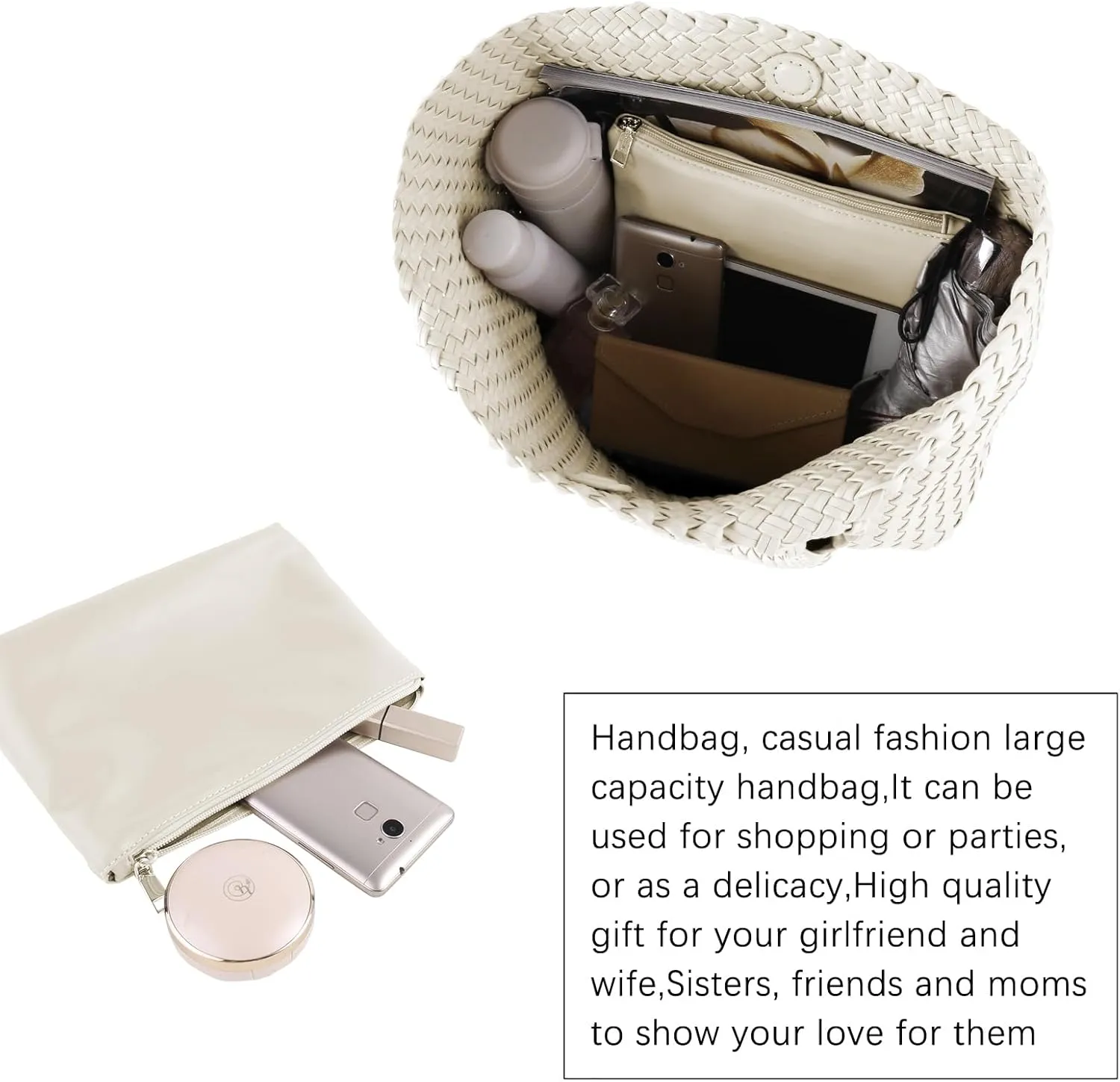 Woven Tote Bag Womens Purse Woven Bags for Women Large Summer BeachTote Bags Vegan Leather Shoulder Handbags Travel Totes