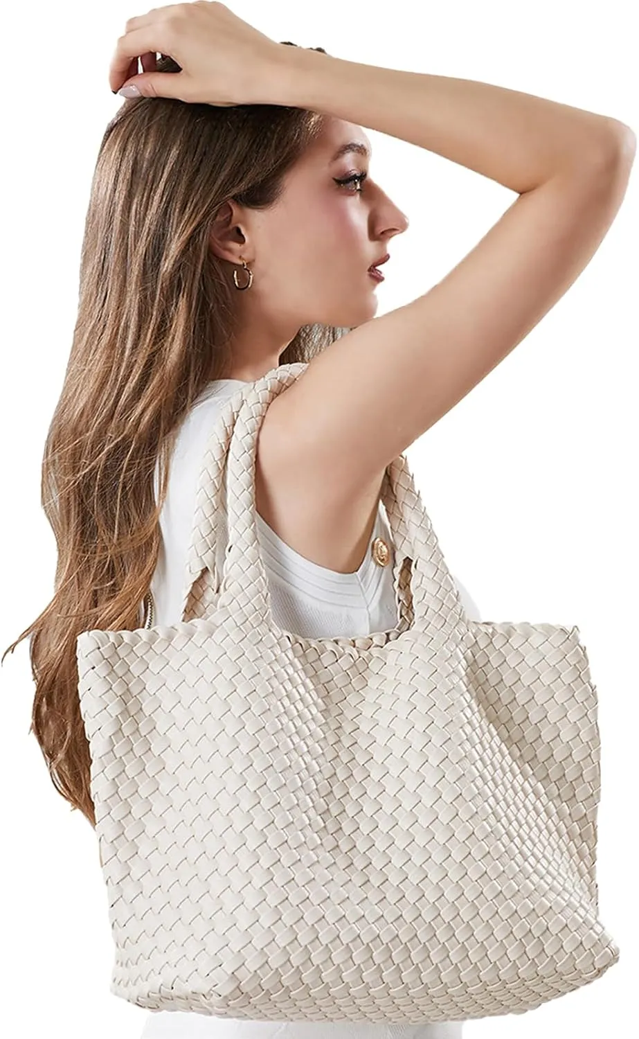 Woven Tote Bag Womens Purse Woven Bags for Women Large Summer BeachTote Bags Vegan Leather Shoulder Handbags Travel Totes