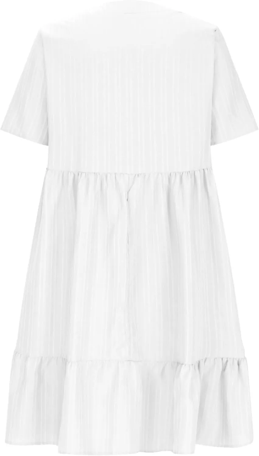 XOWRTE Summer Dresses for Women 2025 Short Sleeve V Neck Dress Pleated Swing Loose Casual Dress Short Plus Size