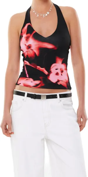 Y2k Camisole Top Women Teen Girl Floral Sleeveless Backless Spaghetti Strap Low Neck Crop Tank Sexy Going Out Cami