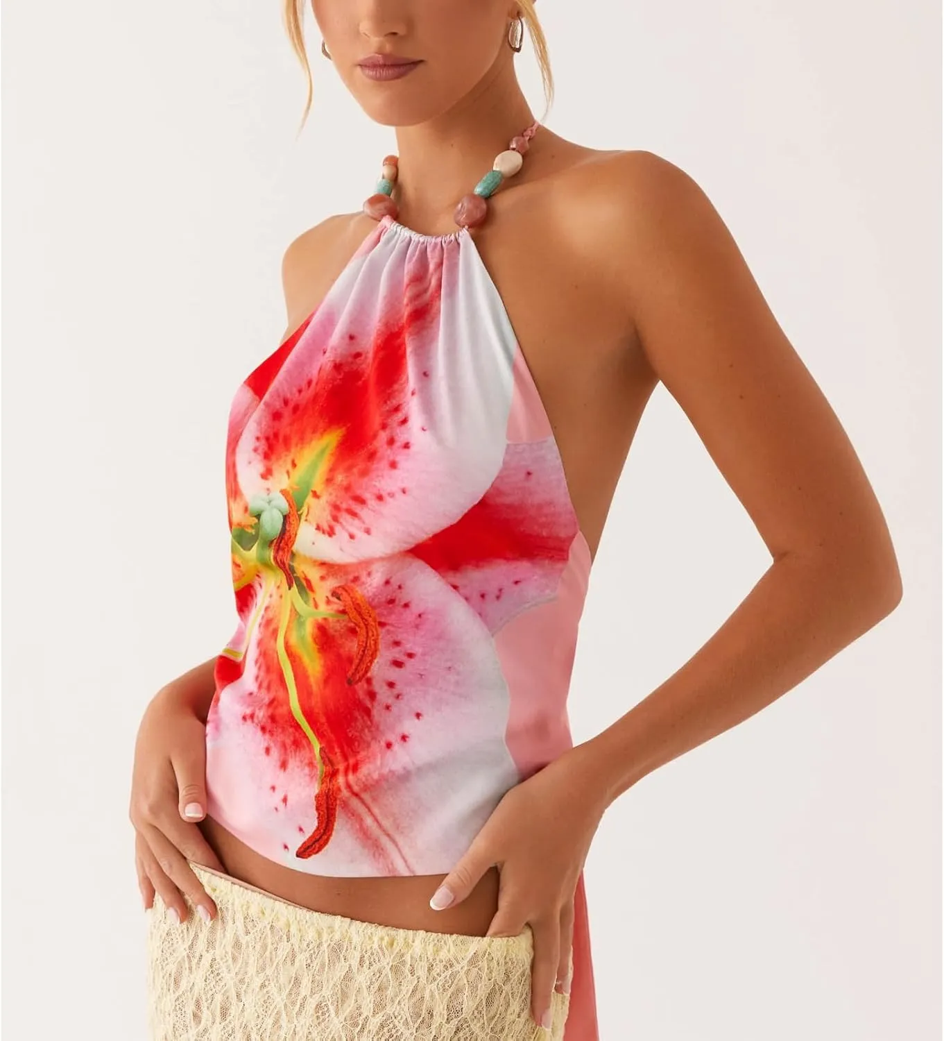 Y2K Spaghetti Strap Crop Top Vintage Floral Aesthetic Cami Tank Tops Teen Cute Summer Trendy Scoop Neck Going Out Tops