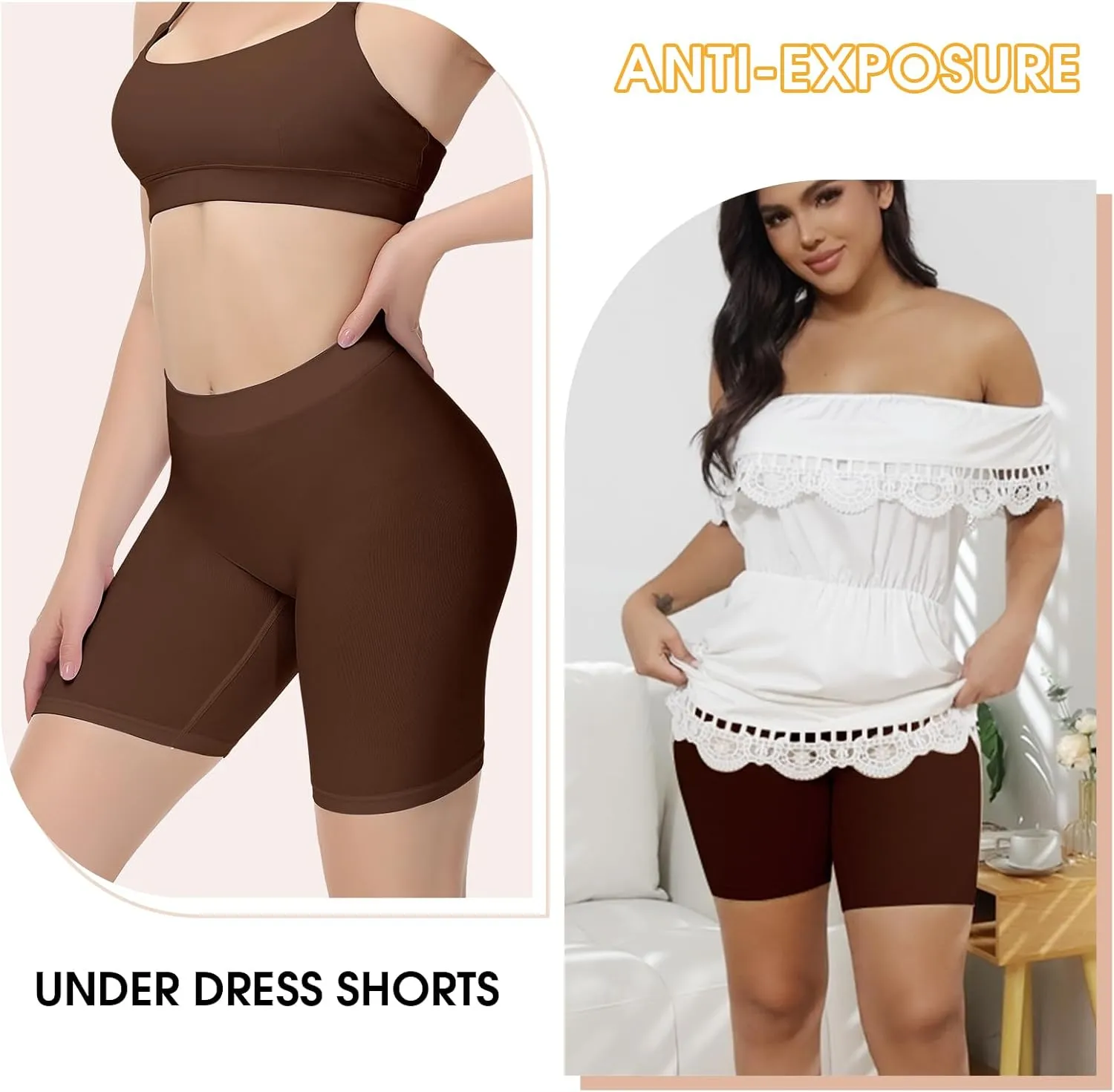 Yeblues Slip Shorts for Under Dresses Women 3 Pack Anti Chafing Shorts Cooling Boyshorts for Yoga/Bike/Workout Panties