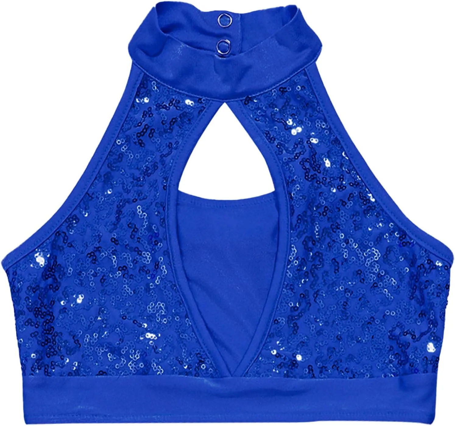 YiZYiF Girls Sequins Dance Crop Tops Cheer Jazz Performance Vest Shirt Sleeveless Camisole Tank Tops Costume